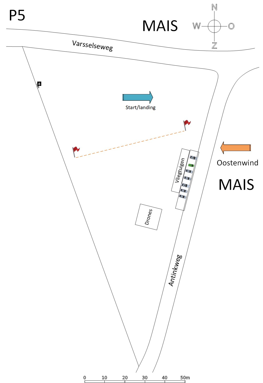 Vliegveldindeling P5 — Oostenwind (mais)